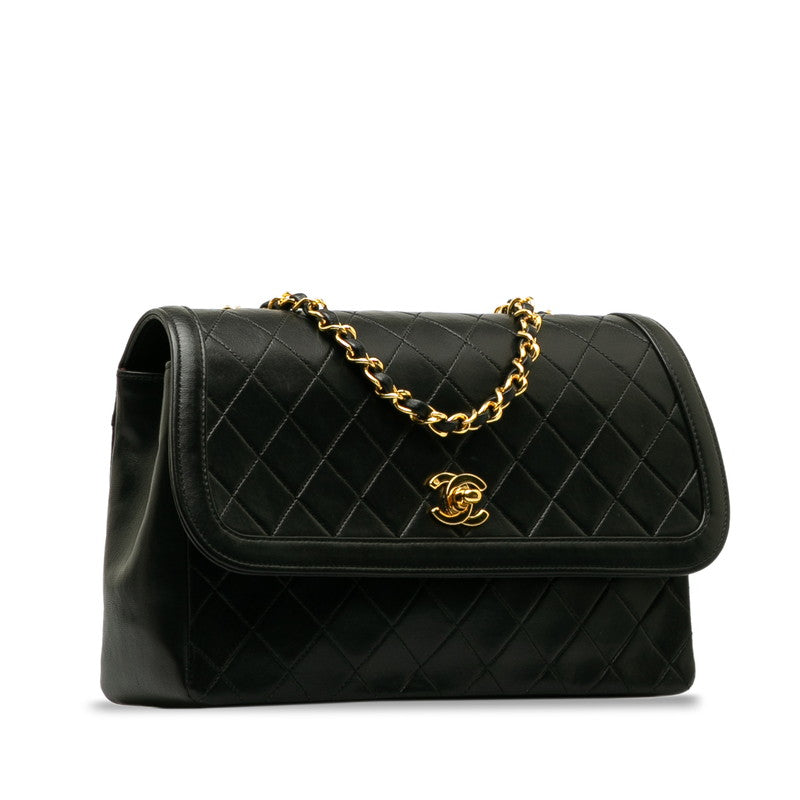 Top Quality Chanel Vintage Matlasse Chain Shoulder Bag Black Lambskin