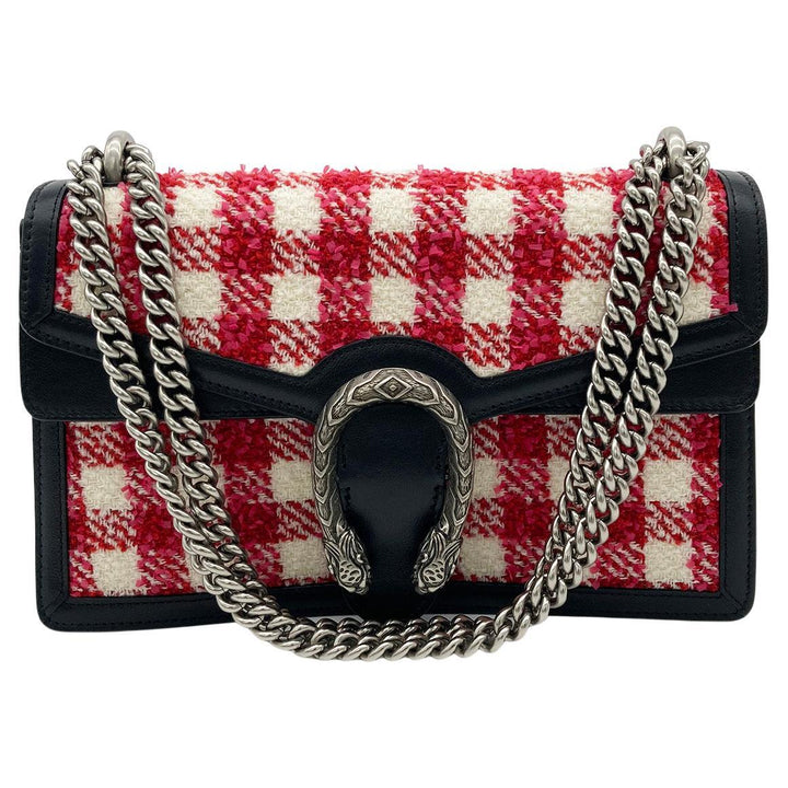 CHRISTIAN Top quality Dior Vichy Wool Tweed Small Dionysus Shoulder Bag