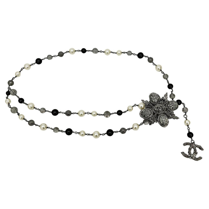 Chanel Beaded Marble Flower Belt Necklace