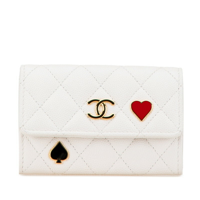 Top Quality Chanel Caviar Card Coin Case White
