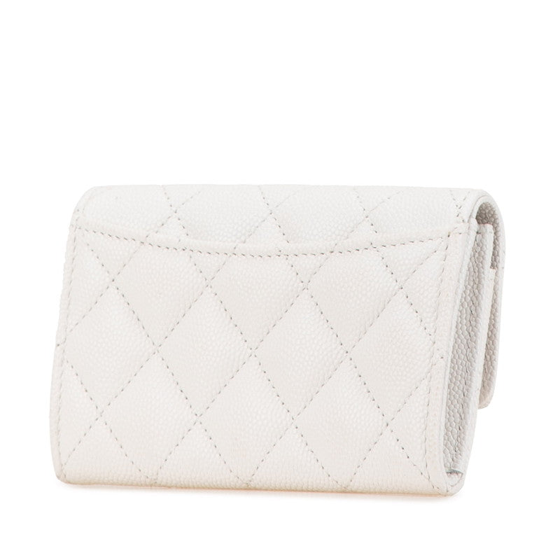 Top Quality Chanel Caviar Card Coin Case White