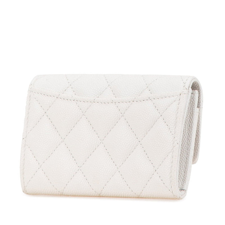 Top Quality Chanel Caviar Card Coin Case White