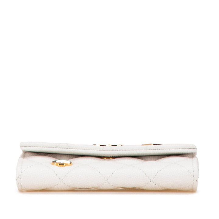 Top Quality Chanel Caviar Card Coin Case White