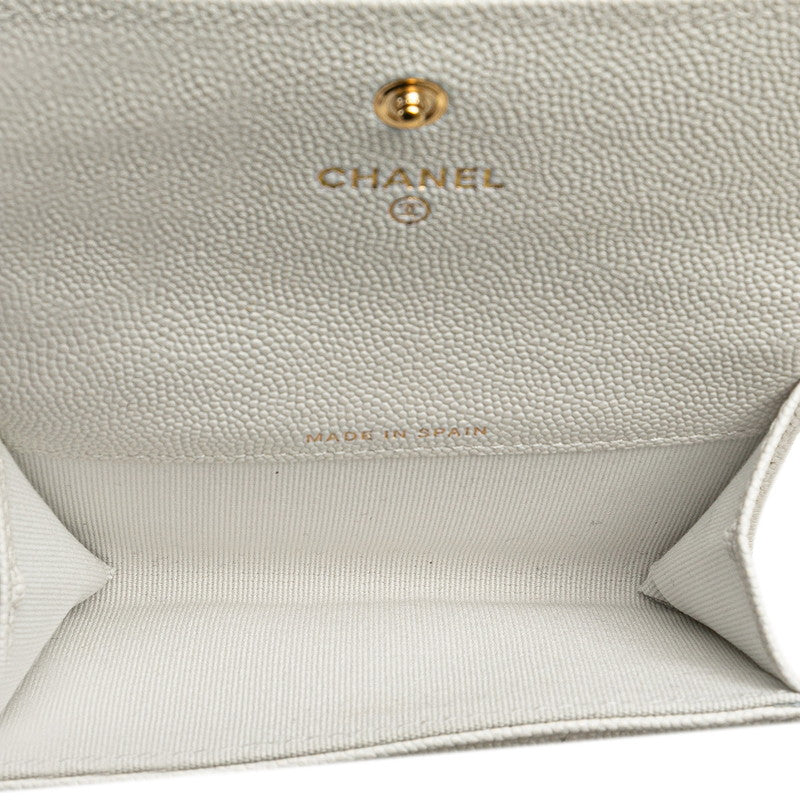 Top Quality Chanel Caviar Card Coin Case White