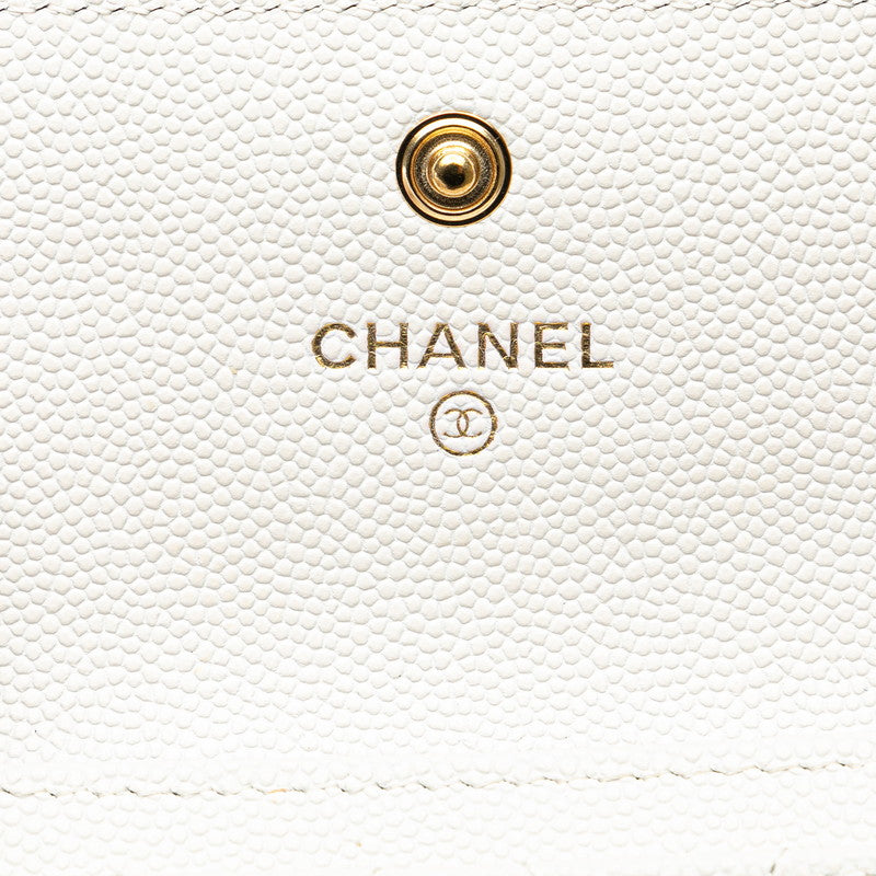 Top Quality Chanel Caviar Card Coin Case White