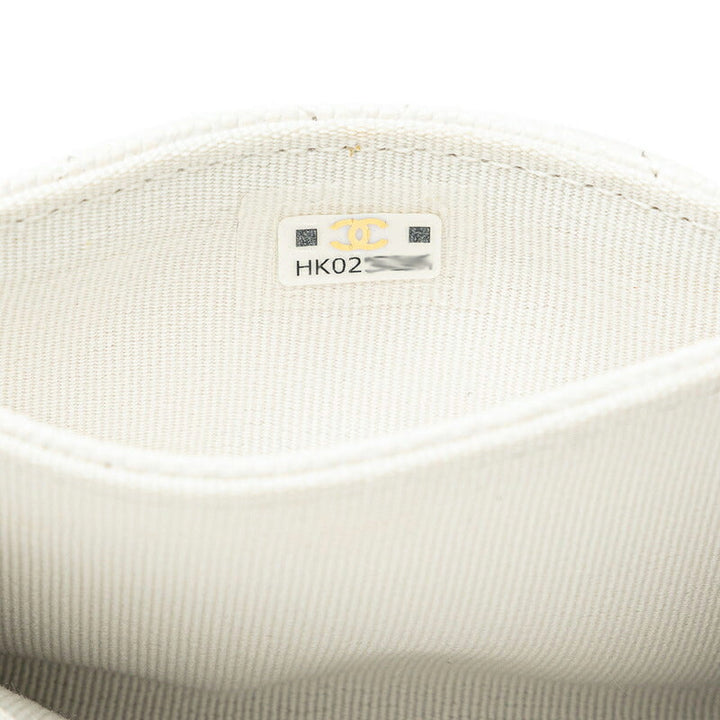 Top Quality Chanel Caviar Card Coin Case White