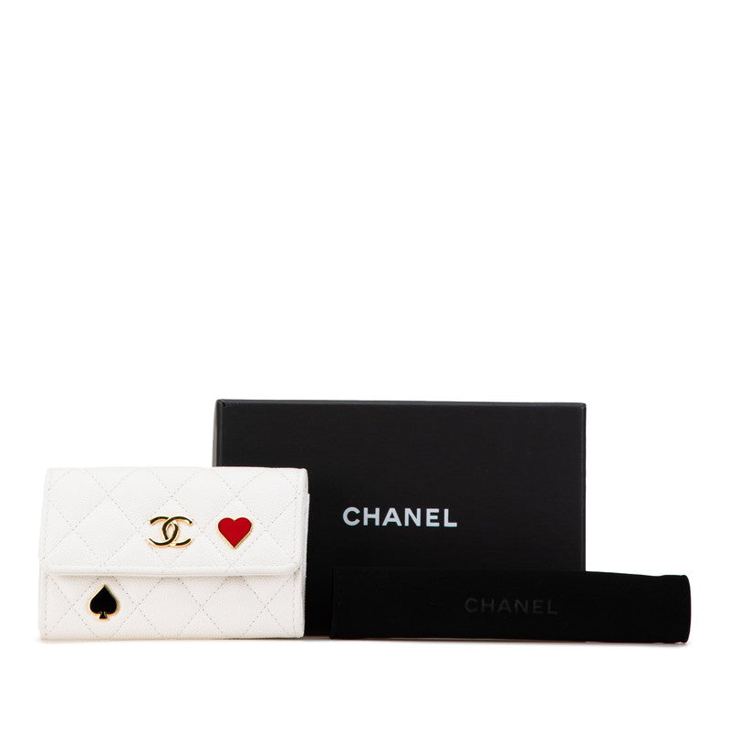 Top Quality Chanel Caviar Card Coin Case White