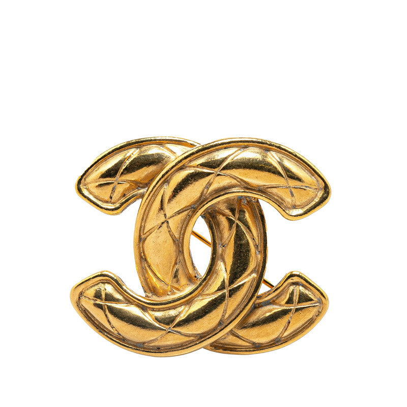 Top Quality Chanel Vintage Coco Mark Matelasse Brooch Gold