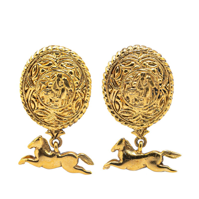 Top Quality Chanel Horse Motif Earrings Gold