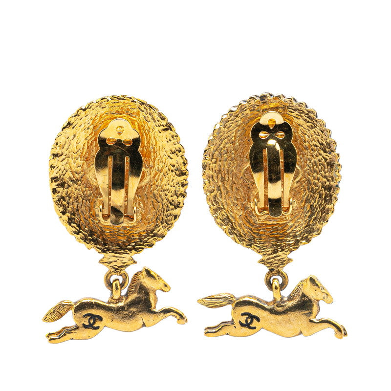 Top Quality Chanel Horse Motif Earrings Gold