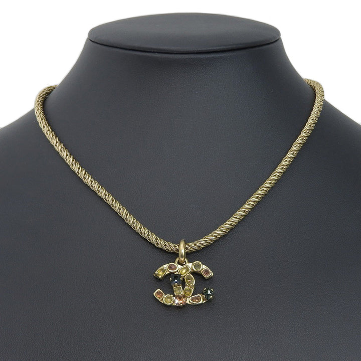 Top Quality Chanel Gripoix Necklace Gold Plated Rhinestones