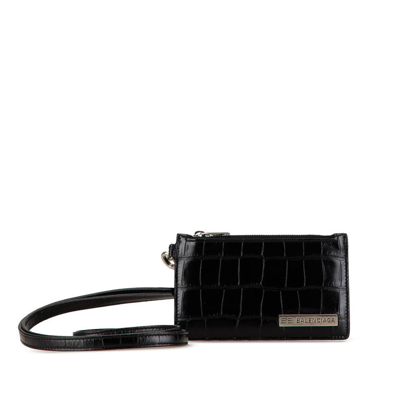 Top Quality Balenciaga Croc Embossed Leather Card Case