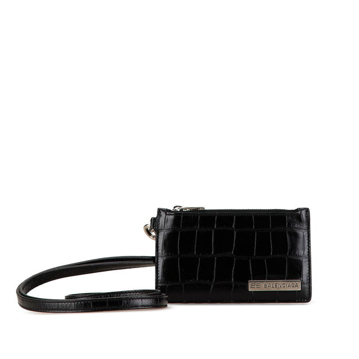 Top Quality Balenciaga Croc Embossed Leather Card Case