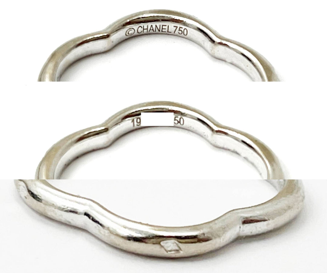 Chanel 18k 750 White Gold Camellia 1 Diamond Ring
