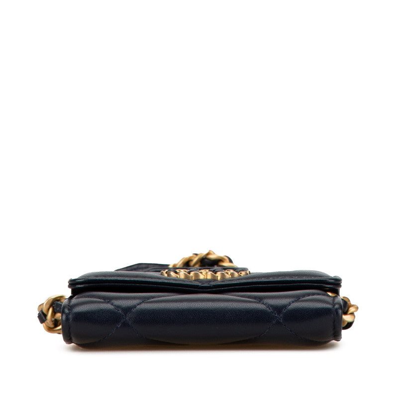 Top Quality Chanel Matelasse Lambskin Chain Wallet Navy