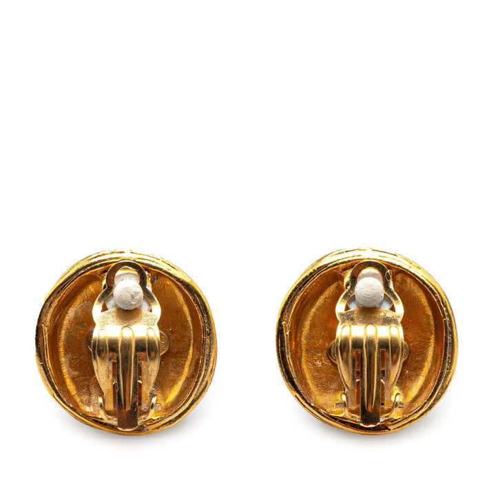 Top Quality Chanel Vintage Coco Mark Round Earrings Gold