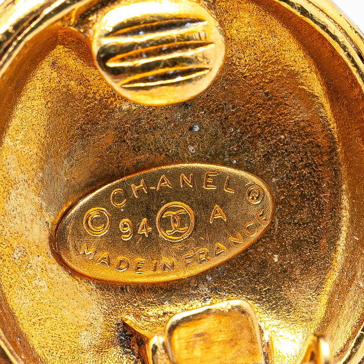 Top Quality Chanel Vintage Coco Mark Round Earrings Gold