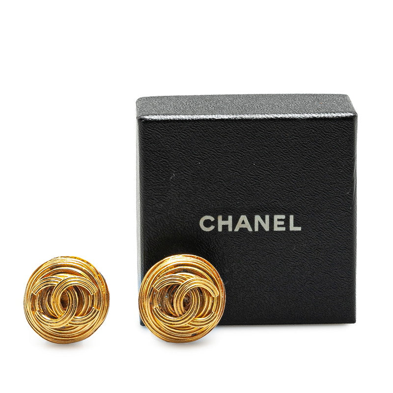 Top Quality Chanel Vintage Coco Mark Round Earrings Gold