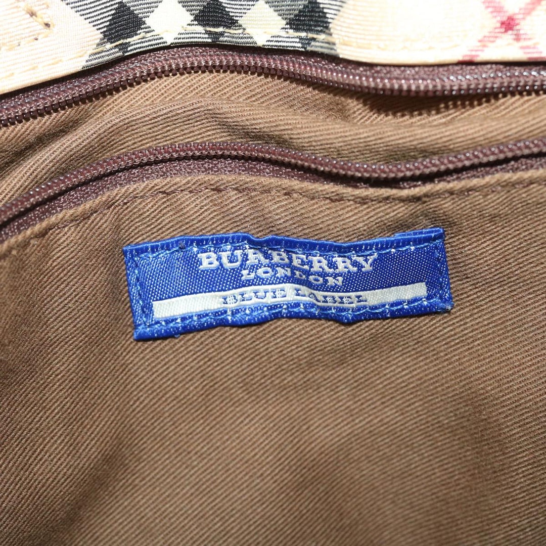 Burberry Nova Check Blue Label Tote Bag Canvas Beige Auth yb078