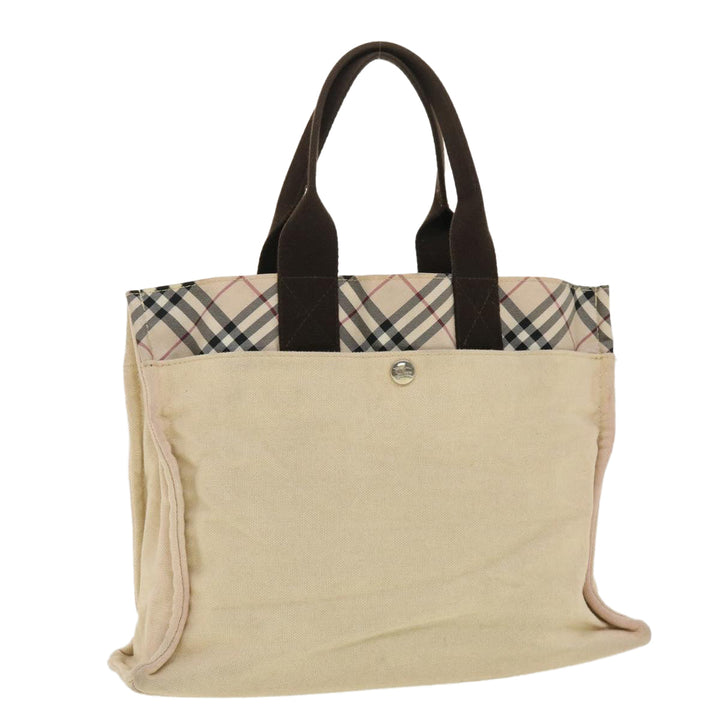 Burberry Nova Check Blue Label Tote Bag Canvas Beige Auth yb078