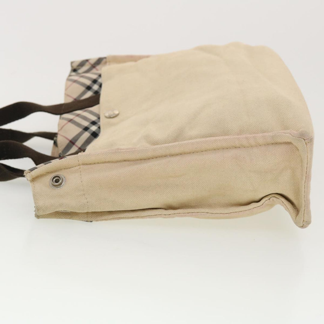 Burberry Nova Check Blue Label Tote Bag Canvas Beige Auth yb078