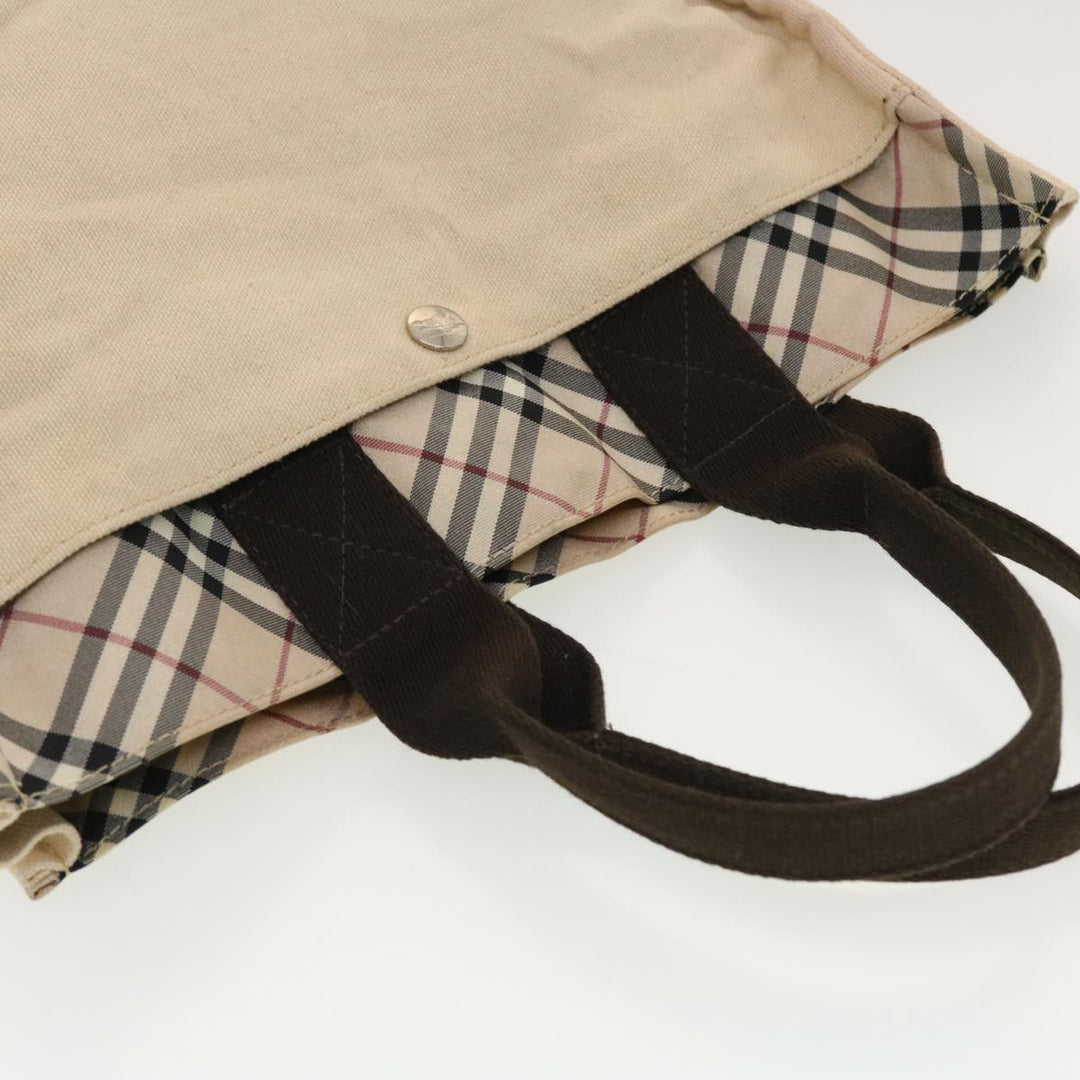 Burberry Nova Check Blue Label Tote Bag Canvas Beige Auth yb078