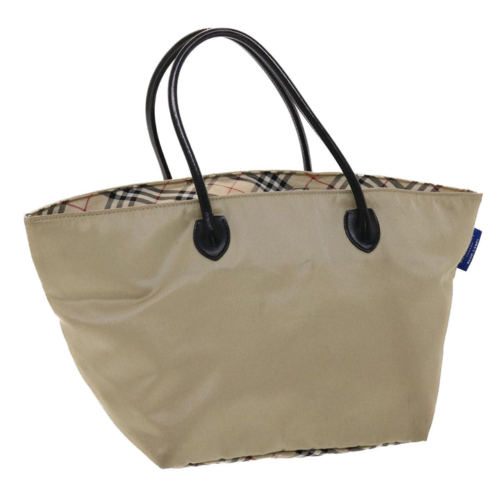 Burberry Nova Check Blue Label Tote Bag Nylon Beige Auth yb277