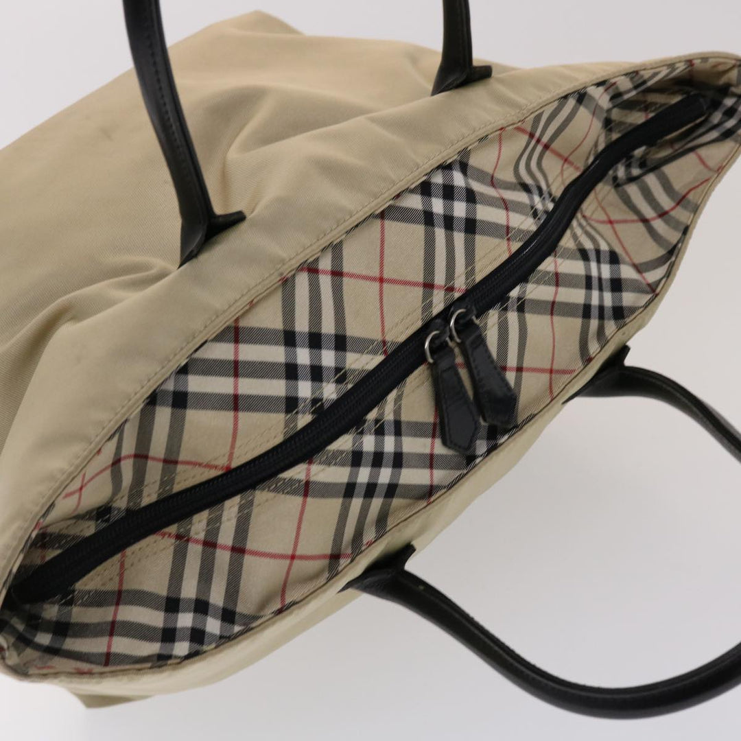 Burberry Nova Check Blue Label Tote Bag Nylon Beige Auth yb277