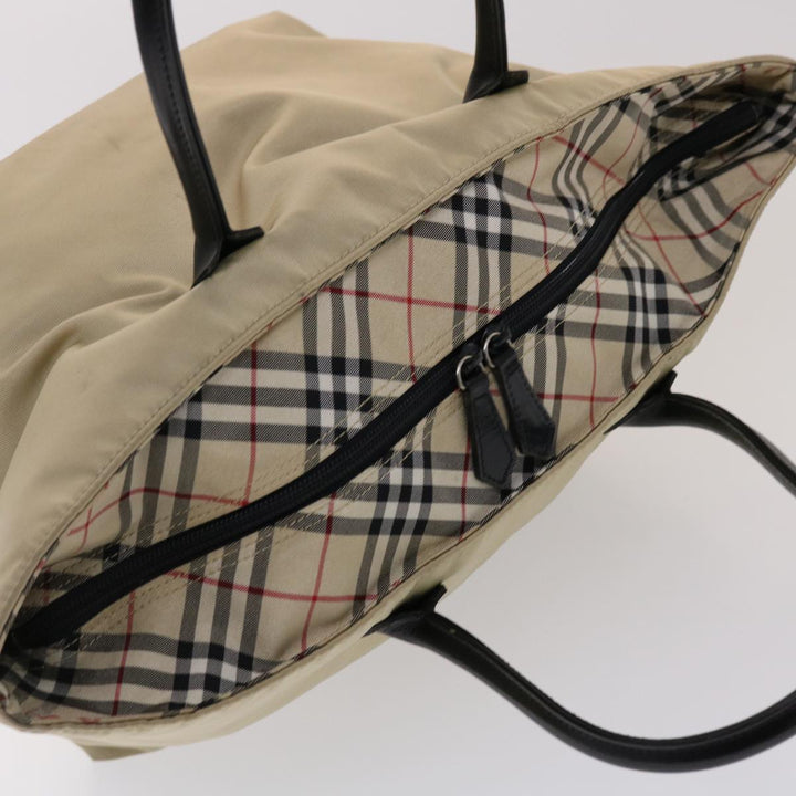Burberry Nova Check Blue Label Tote Bag Nylon Beige Auth yb277