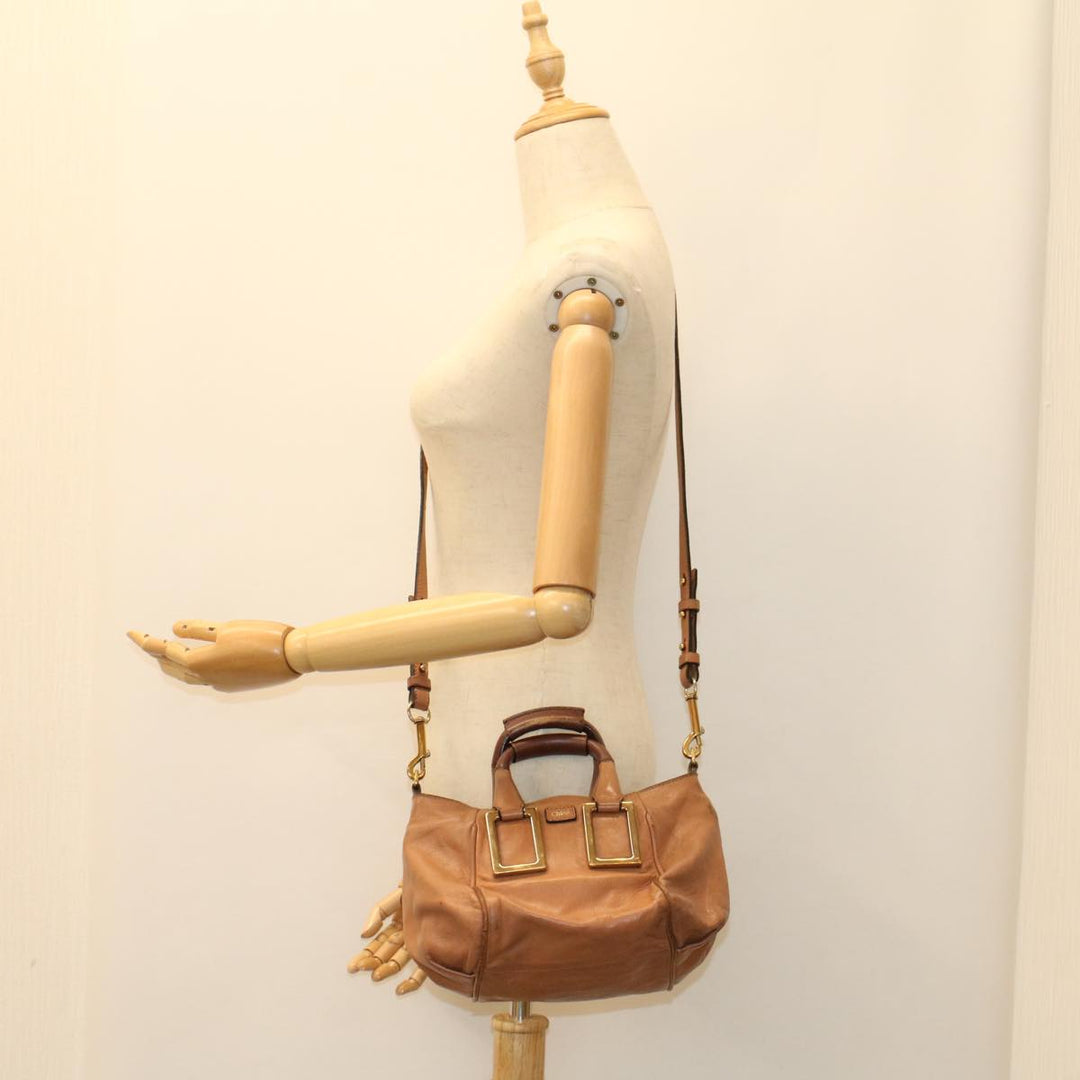 Chloe Etel Hand Bag Leather 2way Brown 03-12-50-65 yb341