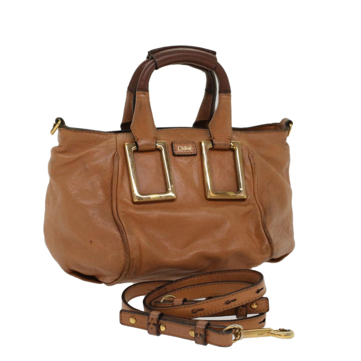 Chloe Etel Hand Bag Leather 2way Brown 03-12-50-65 yb341