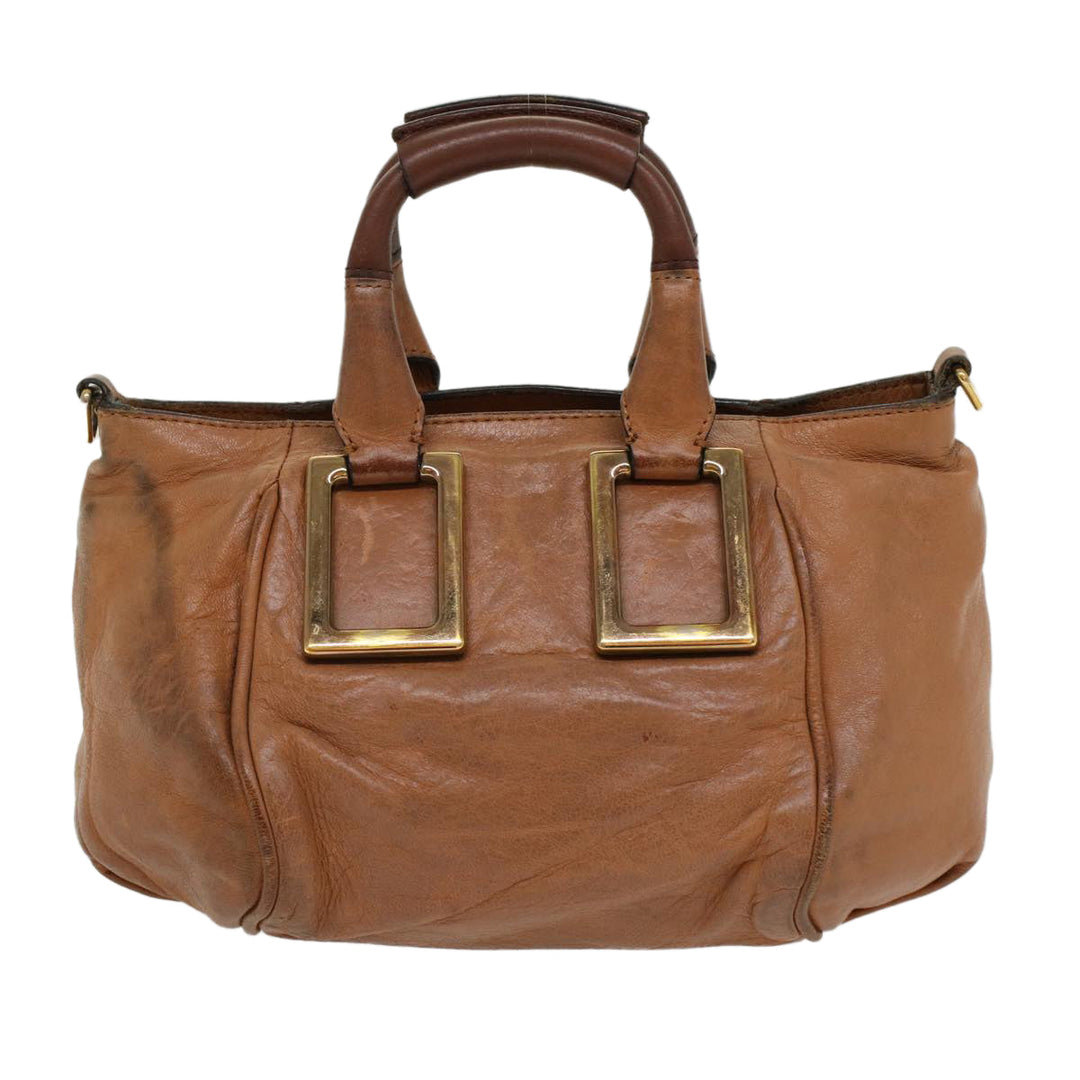 Chloe Etel Hand Bag Leather 2way Brown 03-12-50-65 yb341