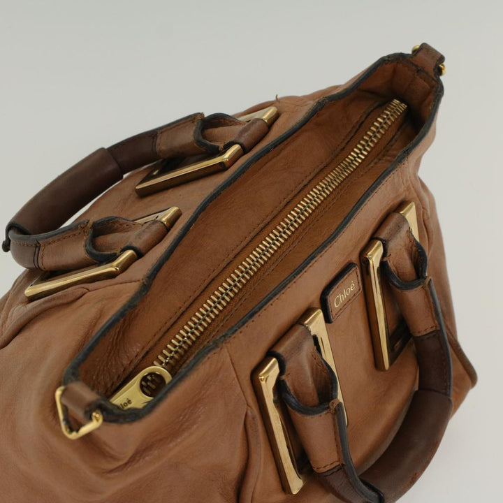 Chloe Etel Hand Bag Leather 2way Brown 03-12-50-65 yb341
