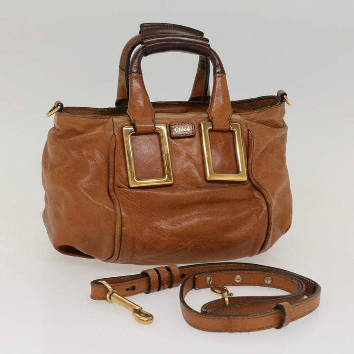 Chloe Etel Hand Bag Leather Brown yb342