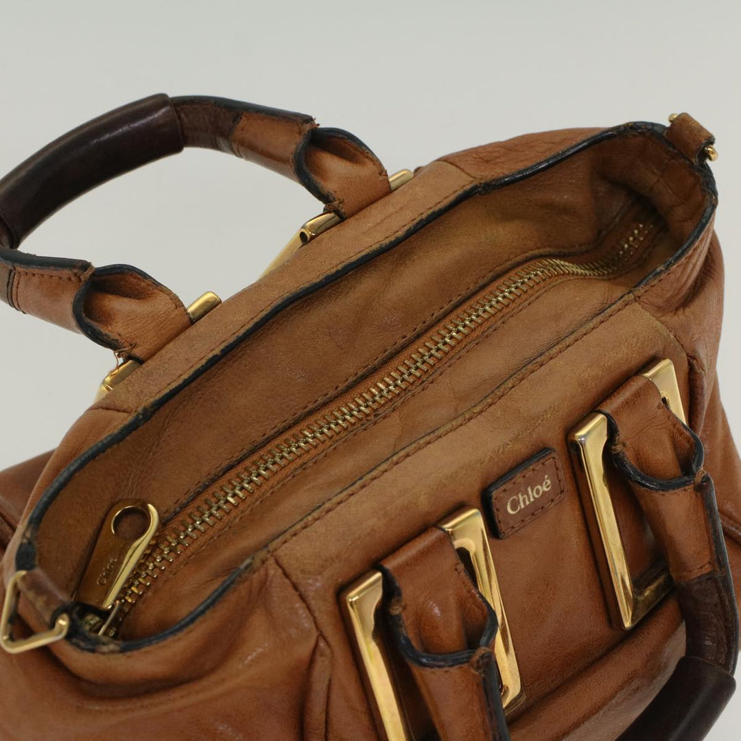 Chloe Etel Hand Bag Leather Brown yb342