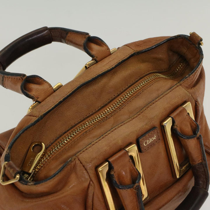 Chloe Etel Hand Bag Leather Brown yb342