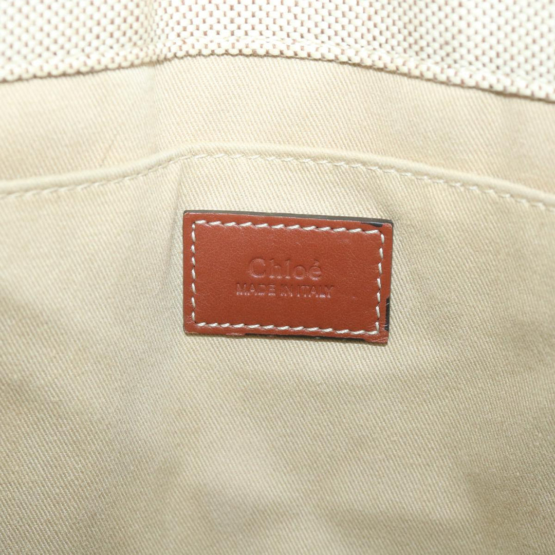 Chloe Woody Large Tote Bag Canvas Beige yb415