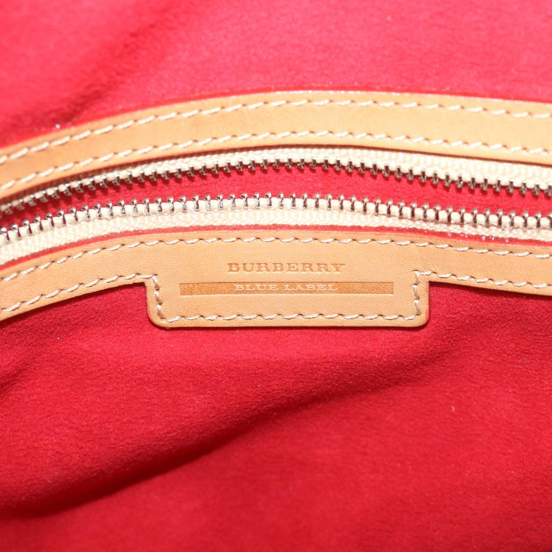 Burberry Blue Label Tote Bag Canvas Beige Auth yb423