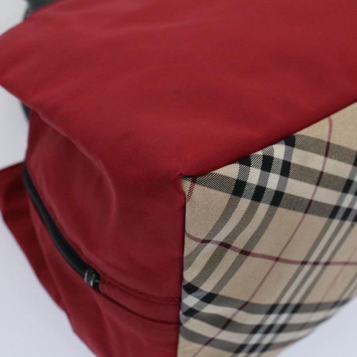 Burberry Hand Bag Nylon Red Auth yb435