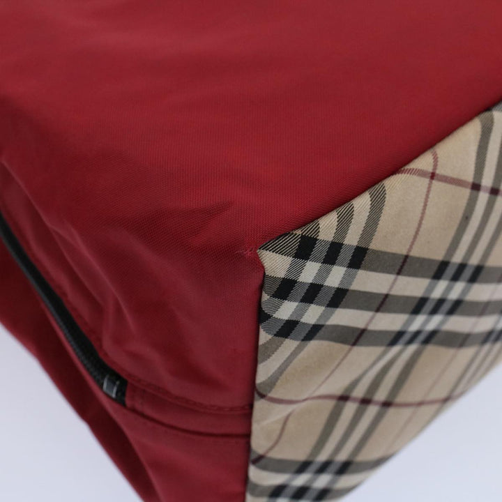 Burberry Hand Bag Nylon Red Auth yb435