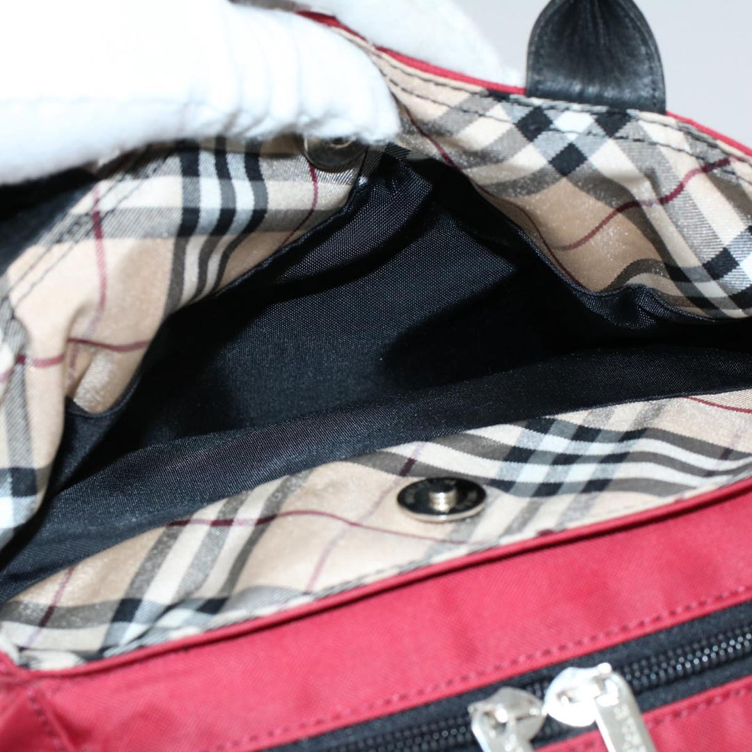 Burberry Hand Bag Nylon Red Auth yb435