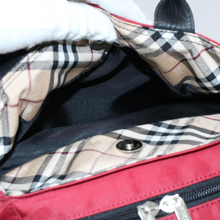 Burberry Hand Bag Nylon Red Auth yb435