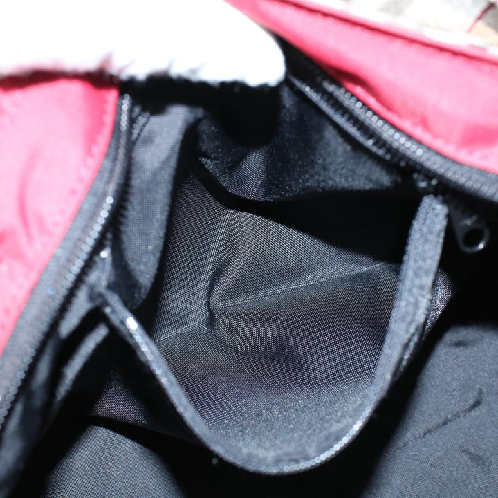 Burberry Hand Bag Nylon Red Auth yb435