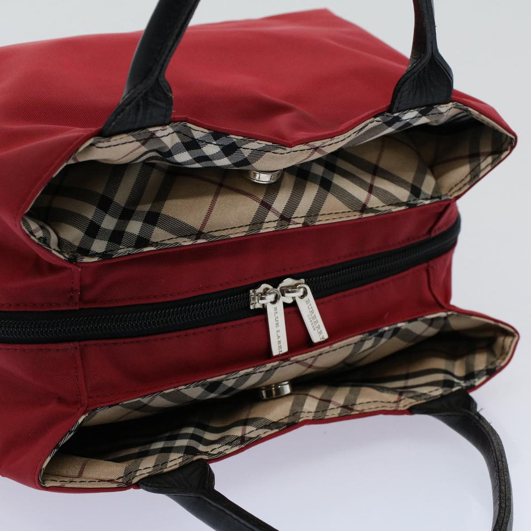 Burberry Hand Bag Nylon Red Auth yb435