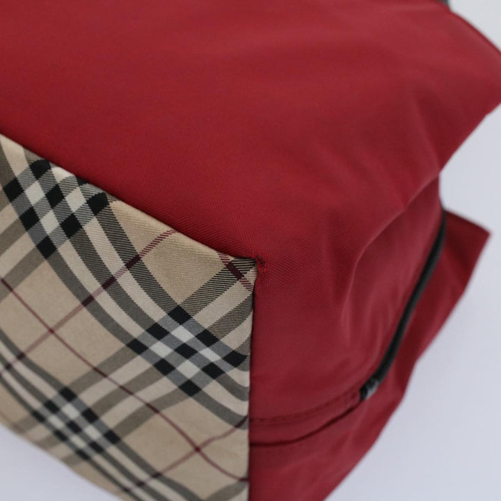Burberry Hand Bag Nylon Red Auth yb435
