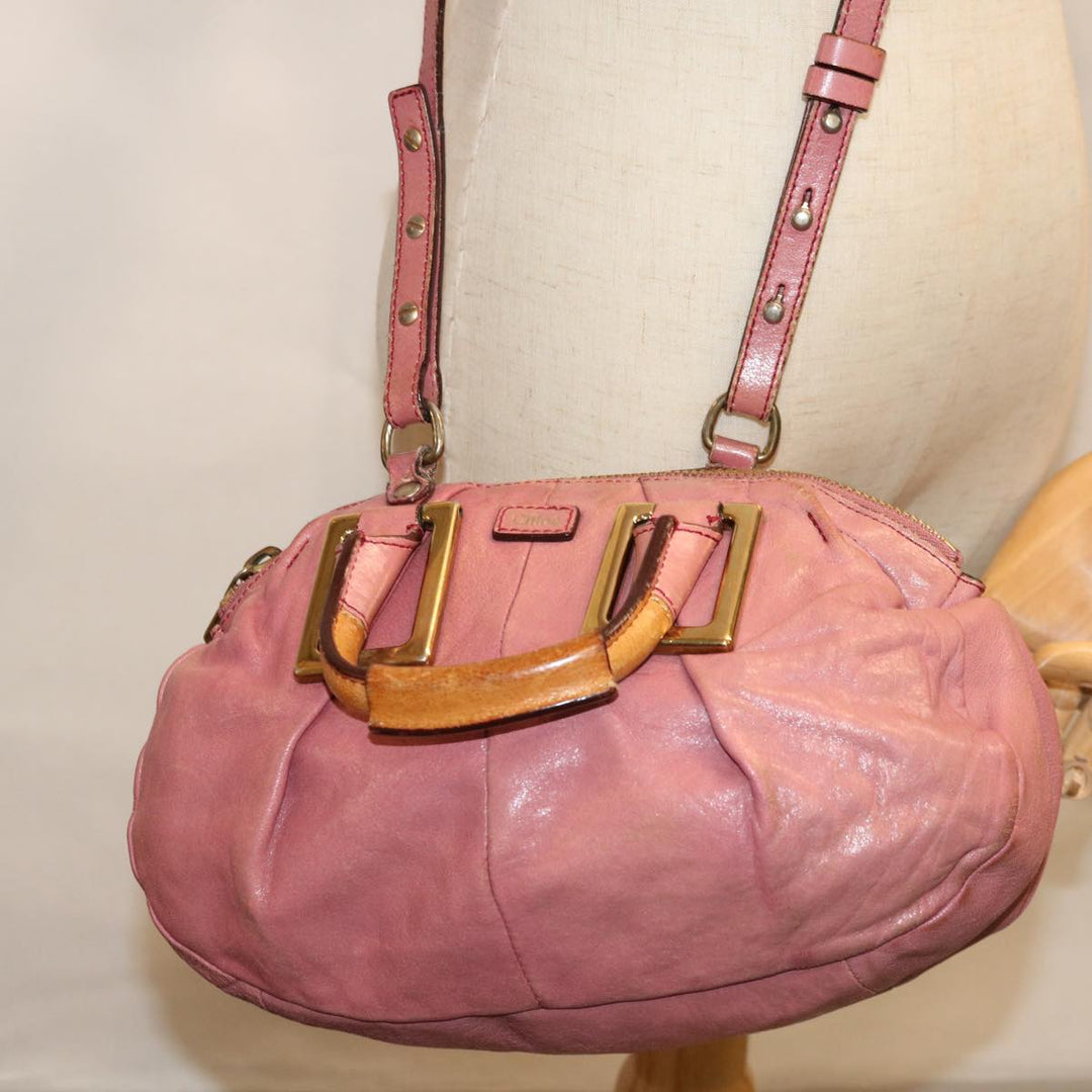 Chloe Etel Shoulder Bag Leather 2way Pink yb497