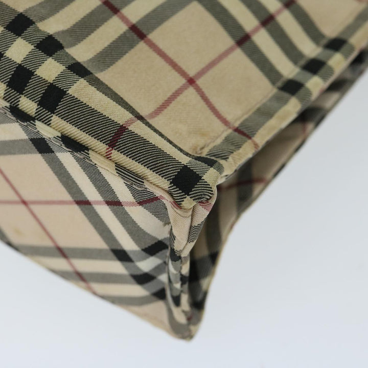 Burberry Nova Check Blue Label Hand Bag Nylon Beige Auth yb520