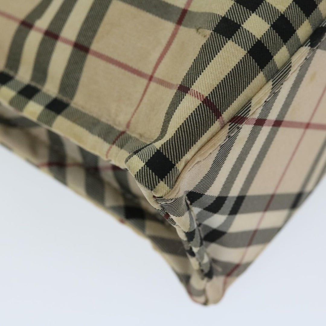 Burberry Nova Check Blue Label Hand Bag Nylon Beige Auth yb520