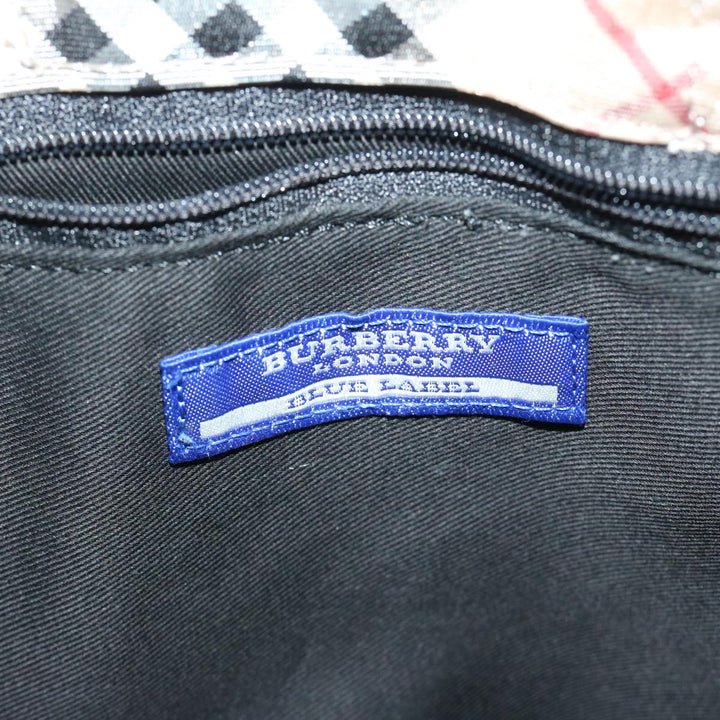 Burberry Nova Check Blue Label Hand Bag Nylon Beige Auth yb520