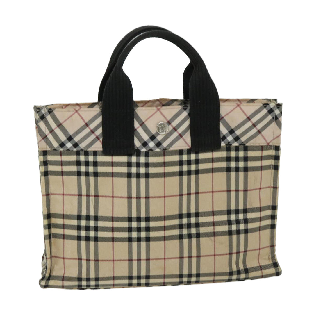 Burberry Nova Check Blue Label Hand Bag Nylon Beige Auth yb520